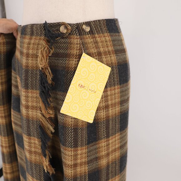 NWT DENIM&CO. Vintage Plaid Fringe Trim Wrap Midi Skirt Wool Blend Size 24W - Picture 6 of 8